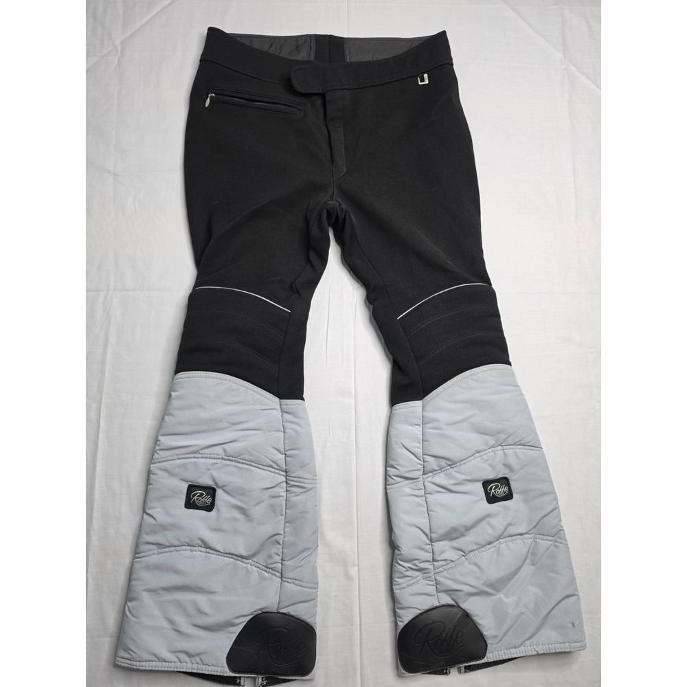 Vintage Roffe Ski Pants Men's 32 Black Gray Flared Leg Ankle Zip Snowboarding